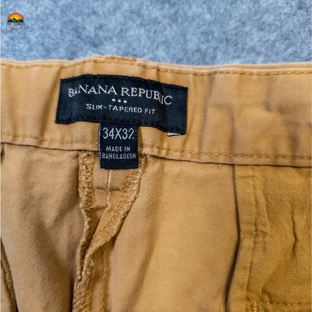 Banana Republic Chino Pants Brown Slim Tapered Fit Pockets Preppy Men's Sz 34X32